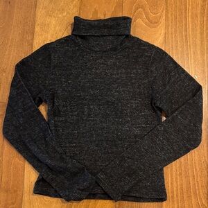 Zara Cozy Heathered Charcoal Knit Sweater Top Turtle Neck